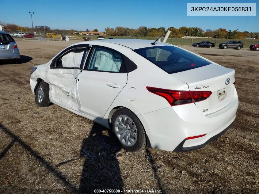 2019 Hyundai Accent Se VIN: 3KPC24A30KE056831 Lot: 40755608