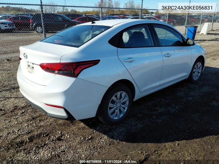 2019 Hyundai Accent Se VIN: 3KPC24A30KE056831 Lot: 40755608