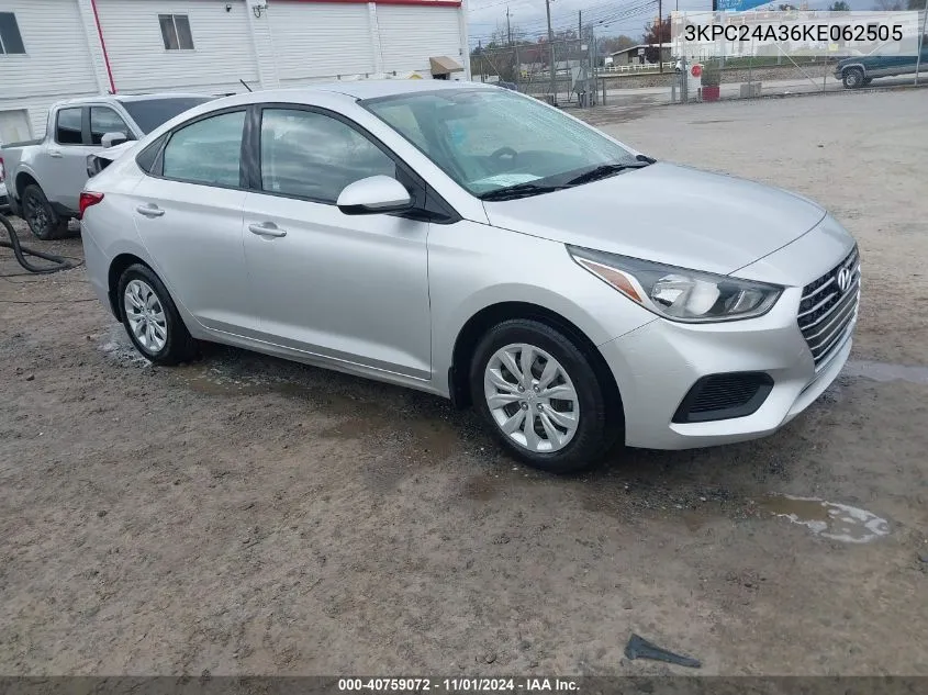 2019 Hyundai Accent Se VIN: 3KPC24A36KE062505 Lot: 40759072