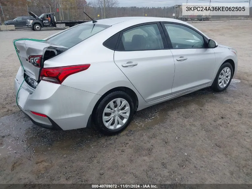 2019 Hyundai Accent Se VIN: 3KPC24A36KE062505 Lot: 40759072