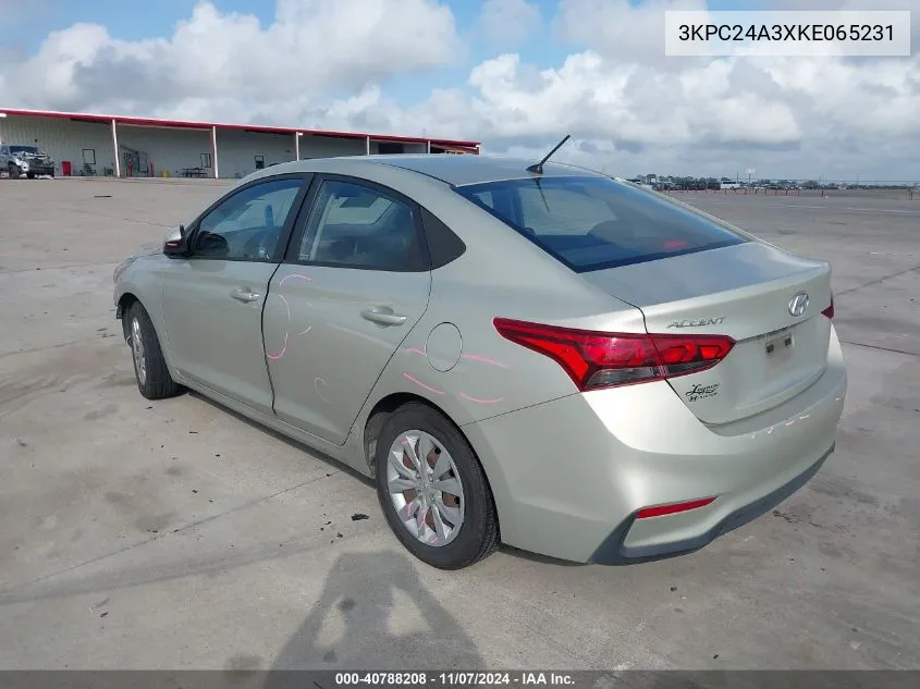 2019 Hyundai Accent Se VIN: 3KPC24A3XKE065231 Lot: 40788208