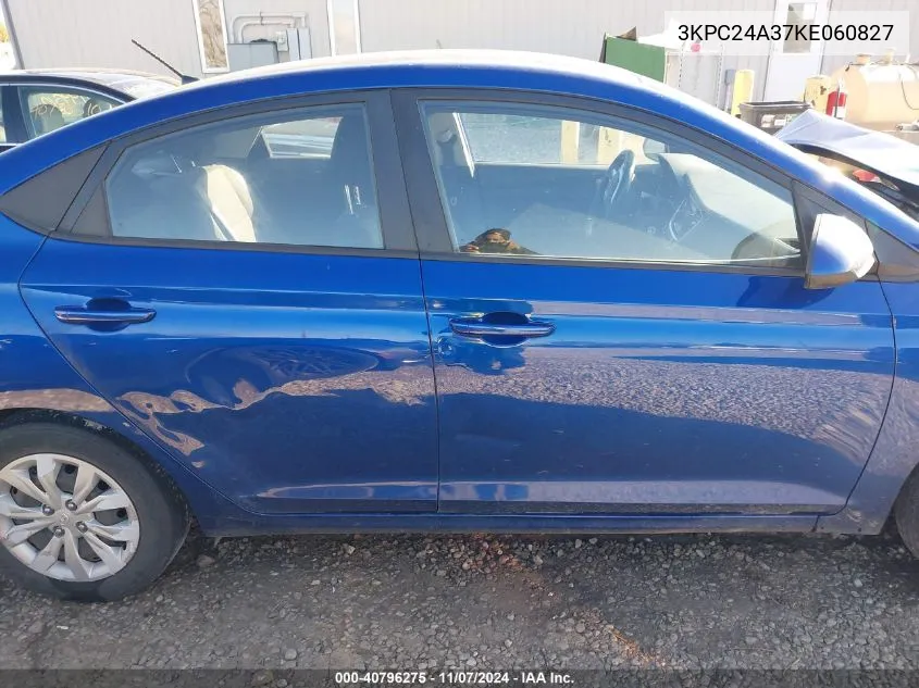 2019 Hyundai Accent Se VIN: 3KPC24A37KE060827 Lot: 40796275