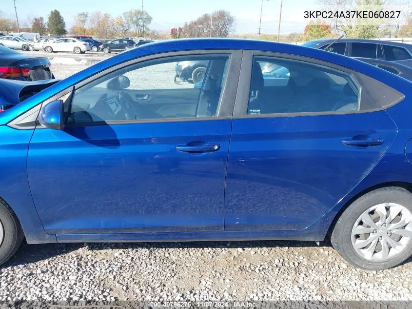 2019 Hyundai Accent Se VIN: 3KPC24A37KE060827 Lot: 40796275