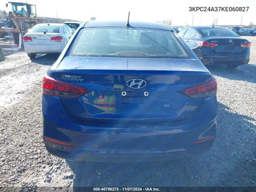 2019 Hyundai Accent Se VIN: 3KPC24A37KE060827 Lot: 40796275