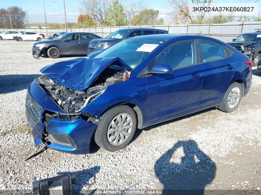 2019 Hyundai Accent Se VIN: 3KPC24A37KE060827 Lot: 40796275