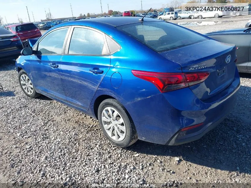 2019 Hyundai Accent Se VIN: 3KPC24A37KE060827 Lot: 40796275