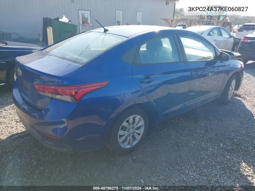 2019 Hyundai Accent Se VIN: 3KPC24A37KE060827 Lot: 40796275