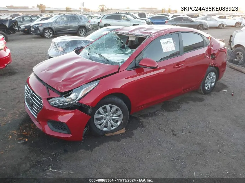 2019 Hyundai Accent Se VIN: 3KPC24A38KE083923 Lot: 40865364