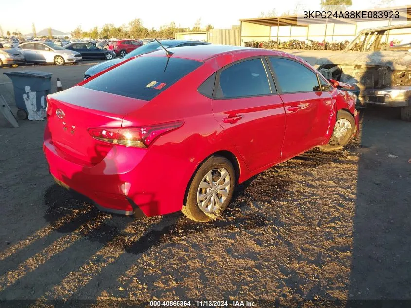 2019 Hyundai Accent Se VIN: 3KPC24A38KE083923 Lot: 40865364