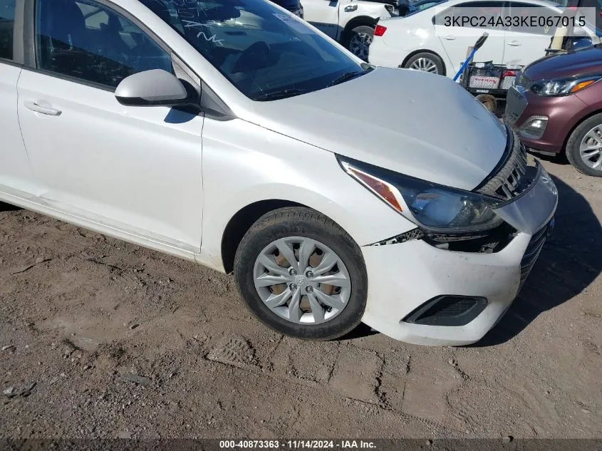 2019 Hyundai Accent Se VIN: 3KPC24A33KE067015 Lot: 40873363