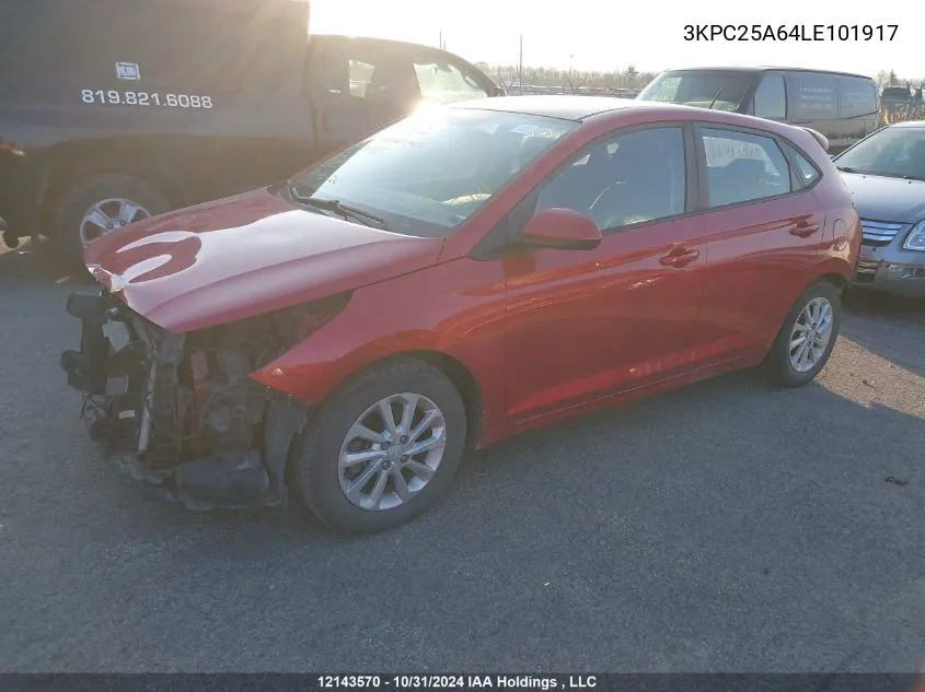 2020 Hyundai Accent Preferred Auto Ivt VIN: 3KPC25A64LE101917 Lot: 12143570