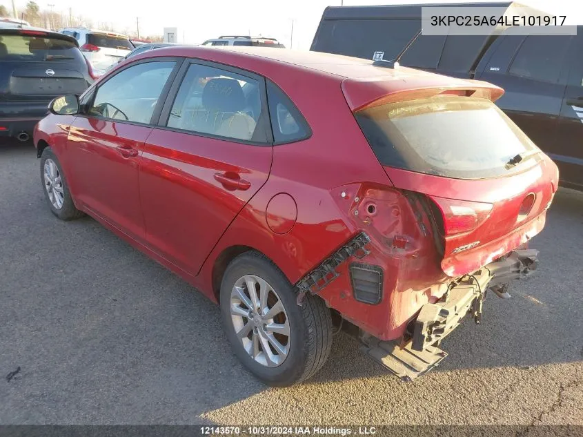 2020 Hyundai Accent Preferred Auto Ivt VIN: 3KPC25A64LE101917 Lot: 12143570