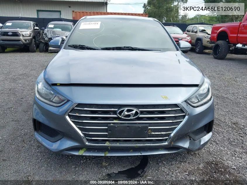 2020 Hyundai Accent Se VIN: 3KPC24A66LE120690 Lot: 39385504