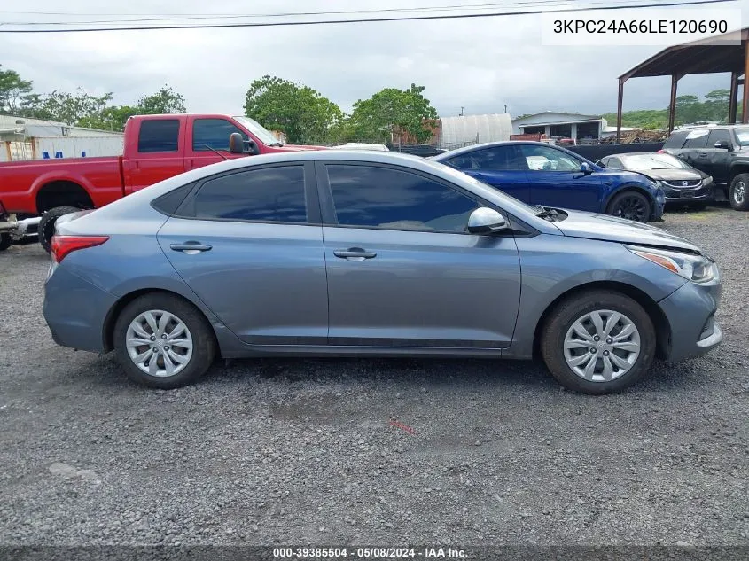 2020 Hyundai Accent Se VIN: 3KPC24A66LE120690 Lot: 39385504