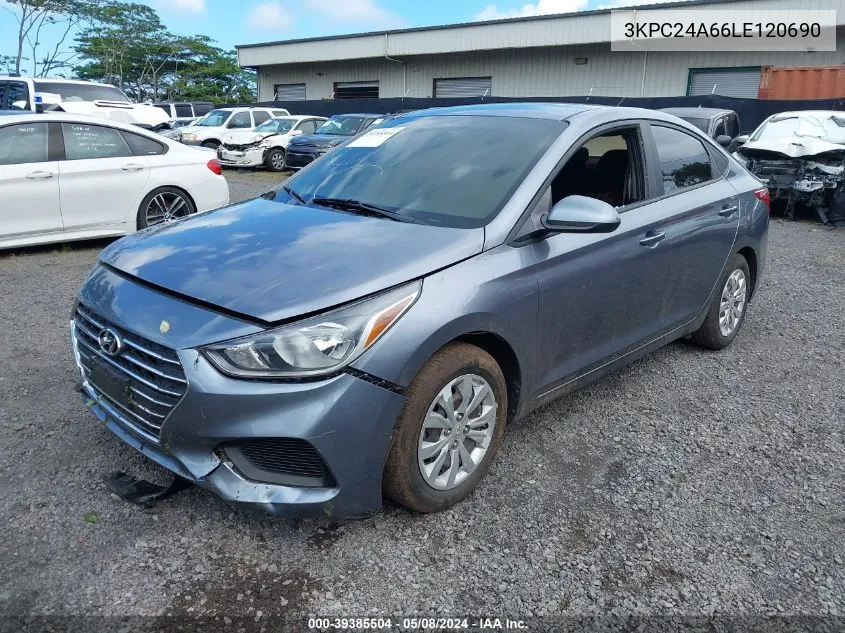 2020 Hyundai Accent Se VIN: 3KPC24A66LE120690 Lot: 39385504