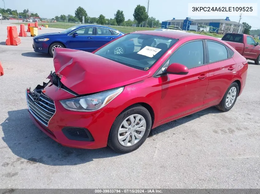 2020 Hyundai Accent Se VIN: 3KPC24A62LE109525 Lot: 39833794