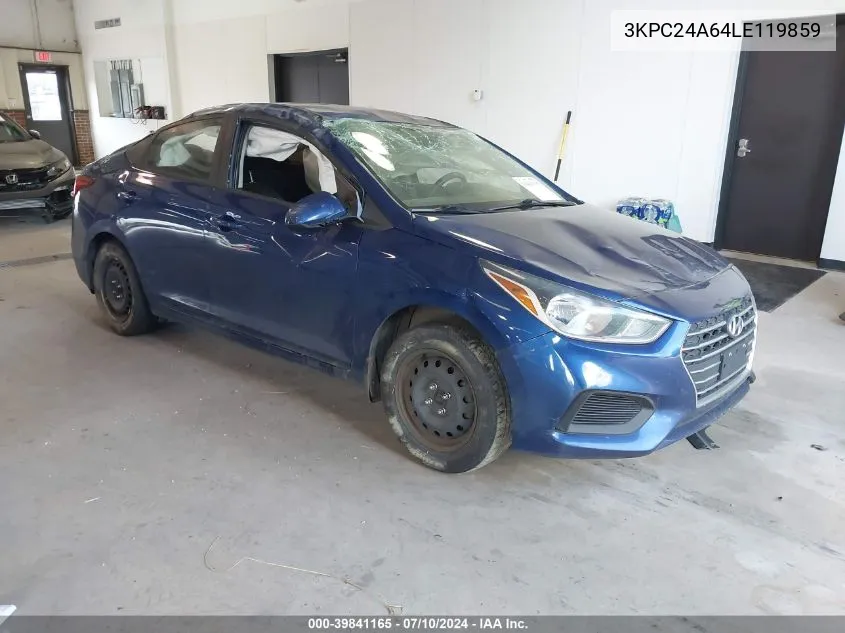 2020 Hyundai Accent Se VIN: 3KPC24A64LE119859 Lot: 39841165