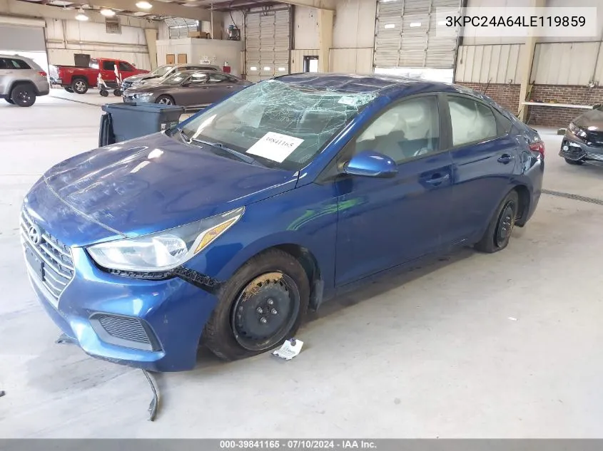 2020 Hyundai Accent Se VIN: 3KPC24A64LE119859 Lot: 39841165