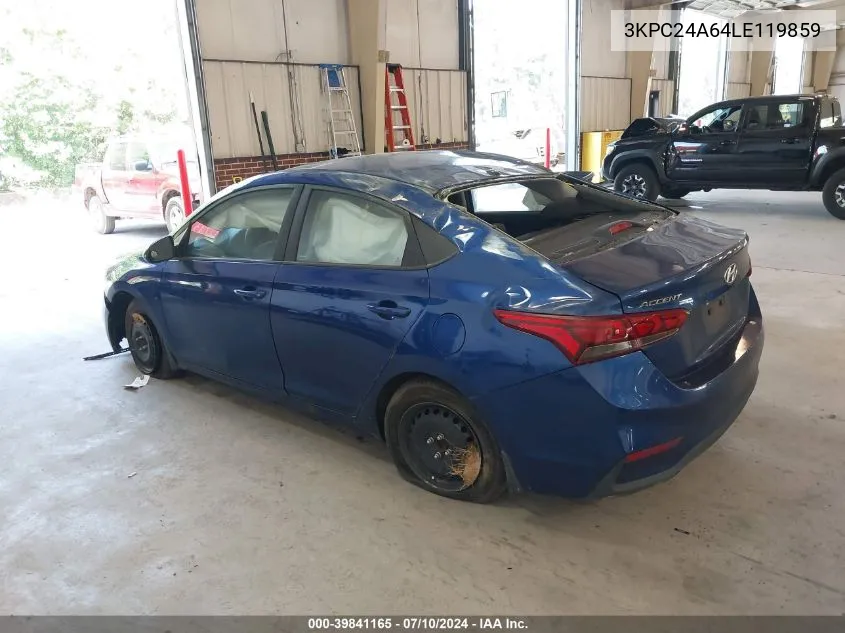 2020 Hyundai Accent Se VIN: 3KPC24A64LE119859 Lot: 39841165