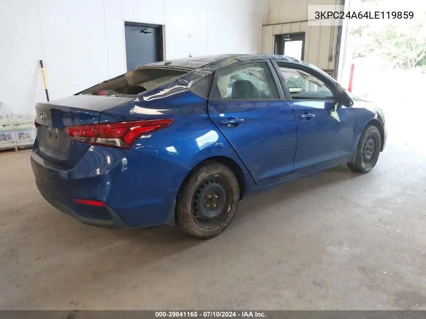 2020 Hyundai Accent Se VIN: 3KPC24A64LE119859 Lot: 39841165