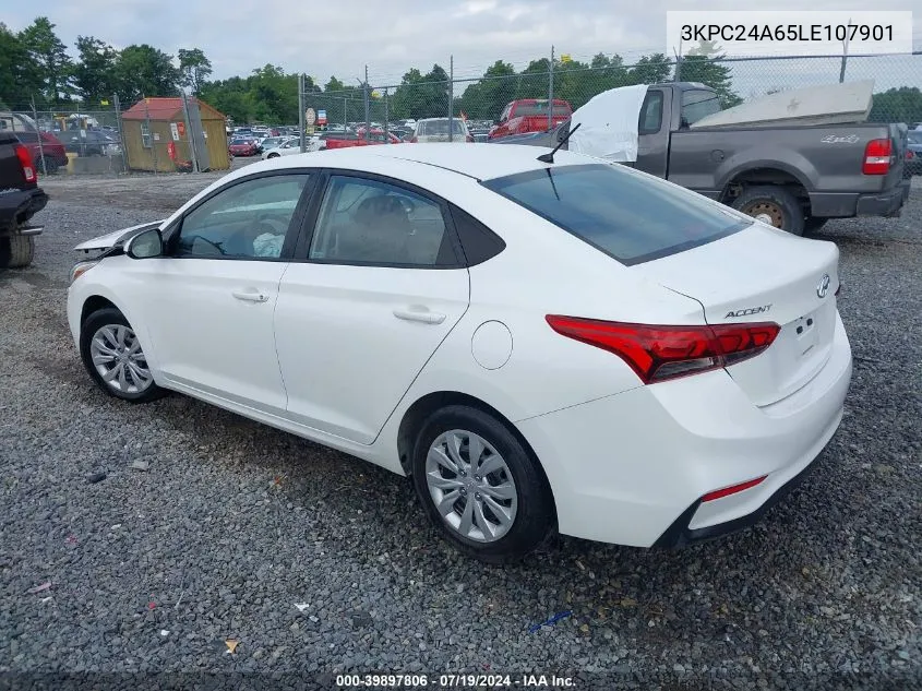 2020 Hyundai Accent Se VIN: 3KPC24A65LE107901 Lot: 39897806