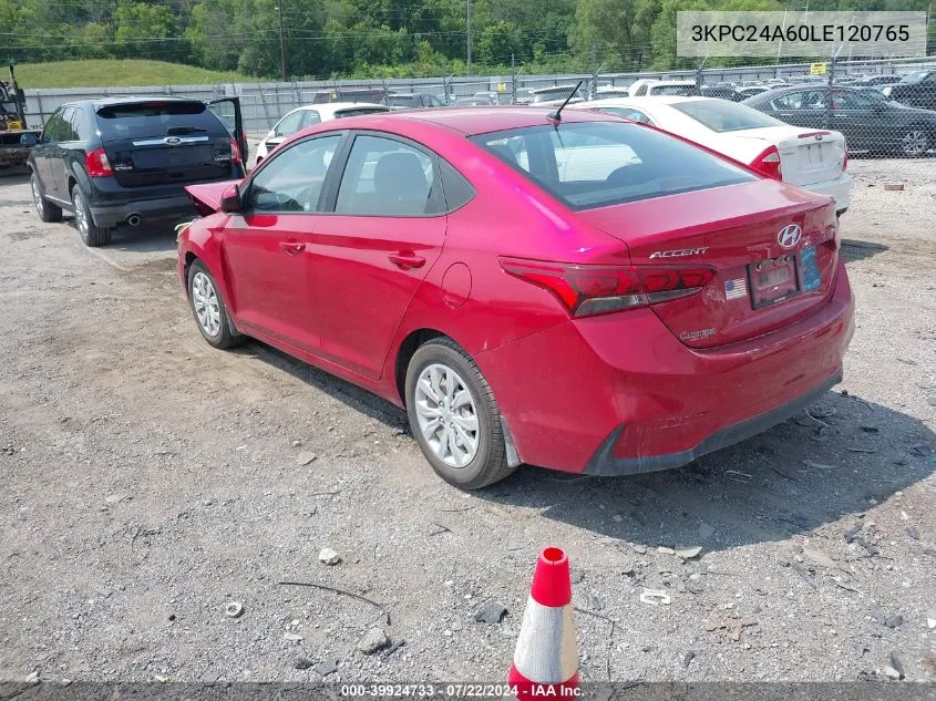 2020 Hyundai Accent Se VIN: 3KPC24A60LE120765 Lot: 39924733