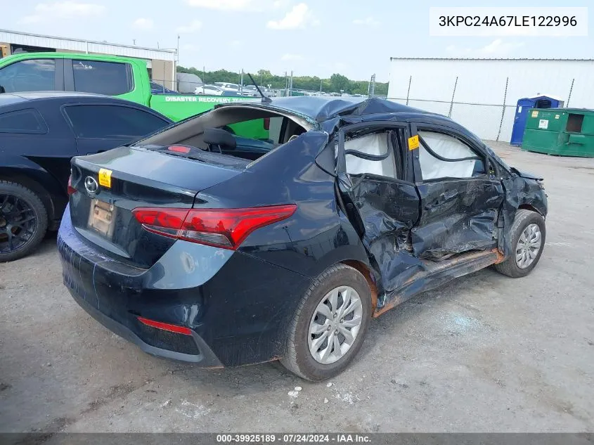 3KPC24A67LE122996 2020 Hyundai Accent Se