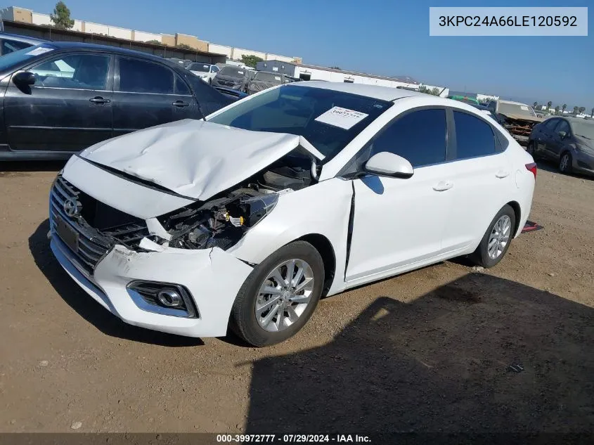 2020 Hyundai Accent Sel VIN: 3KPC24A66LE120592 Lot: 39972777