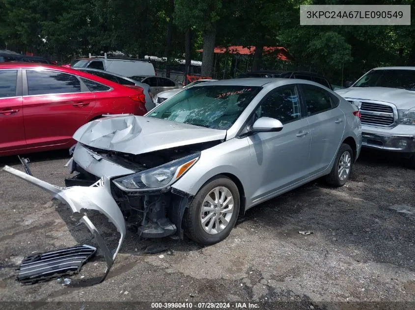 2020 Hyundai Accent Sel VIN: 3KPC24A67LE090549 Lot: 39980410