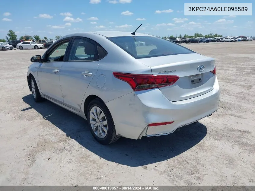 2020 Hyundai Accent Se VIN: 3KPC24A60LE095589 Lot: 40019857