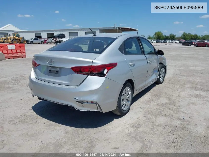 2020 Hyundai Accent Se VIN: 3KPC24A60LE095589 Lot: 40019857