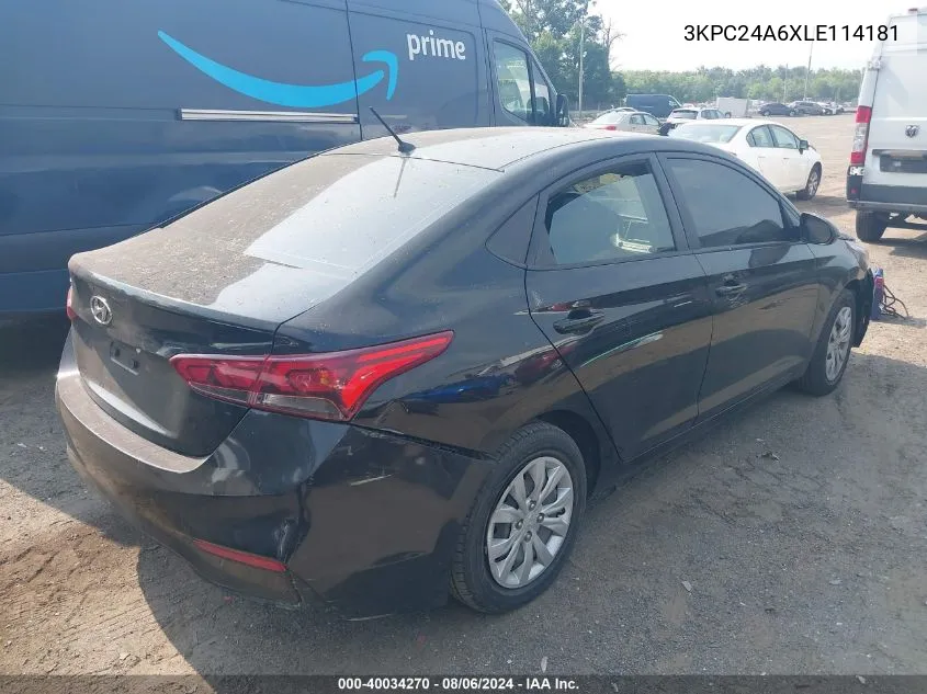 3KPC24A6XLE114181 2020 Hyundai Accent Se