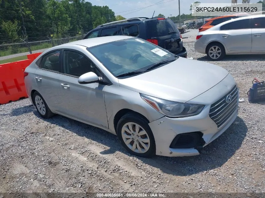 2020 Hyundai Accent Se VIN: 3KPC24A60LE115629 Lot: 40035051