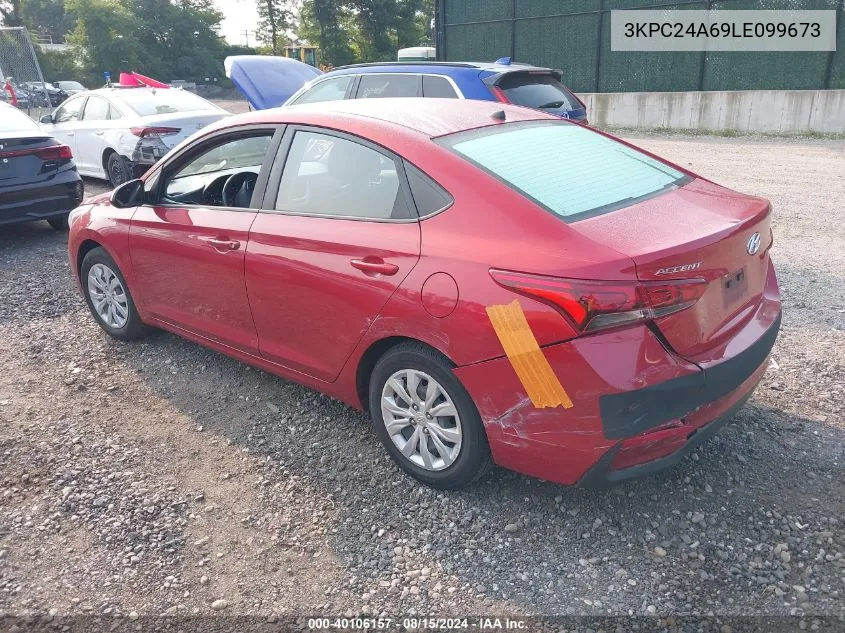 2020 Hyundai Accent Se VIN: 3KPC24A69LE099673 Lot: 40106157