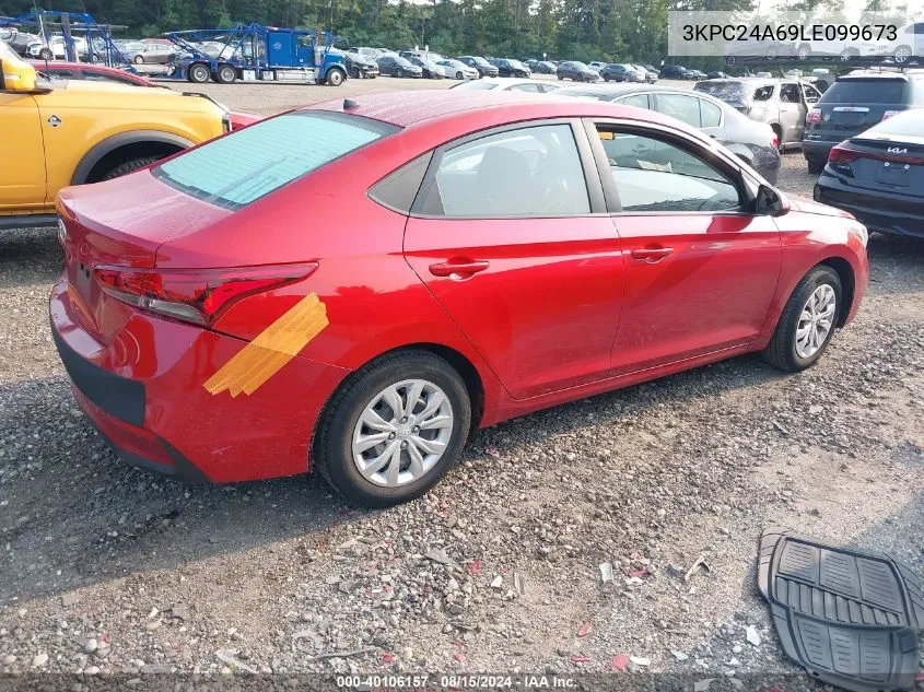 2020 Hyundai Accent Se VIN: 3KPC24A69LE099673 Lot: 40106157