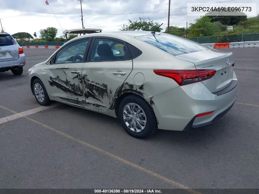 2020 Hyundai Accent Se VIN: 3KPC24A69LE096773 Lot: 40136390