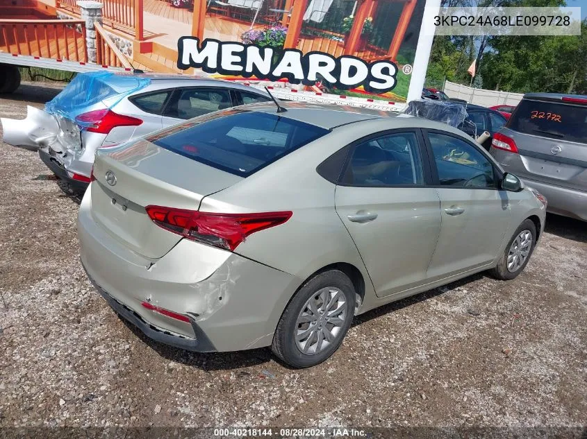 3KPC24A68LE099728 2020 Hyundai Accent Se