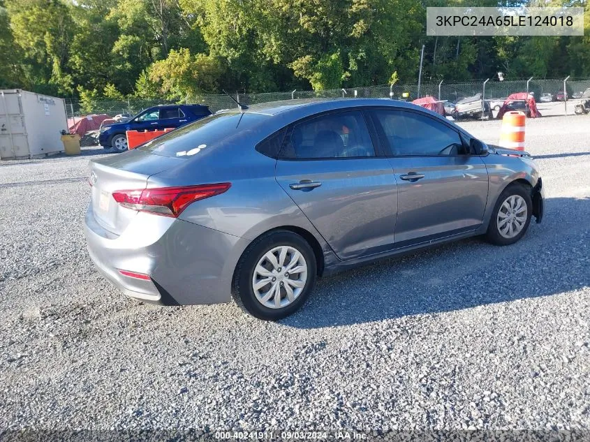 2020 Hyundai Accent Se/Sel VIN: 3KPC24A65LE124018 Lot: 40241911