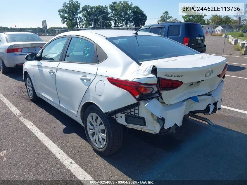 3KPC24A62LE113736 2020 Hyundai Accent Se