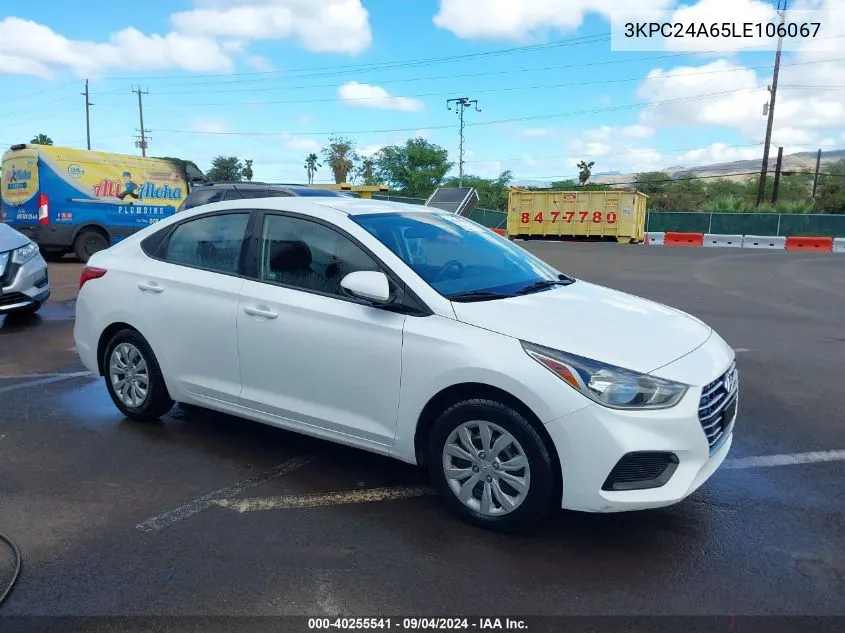 2020 Hyundai Accent Se VIN: 3KPC24A65LE106067 Lot: 40255541