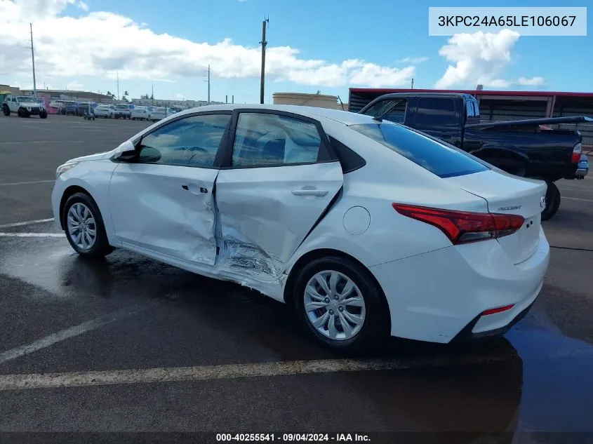 2020 Hyundai Accent Se VIN: 3KPC24A65LE106067 Lot: 40255541