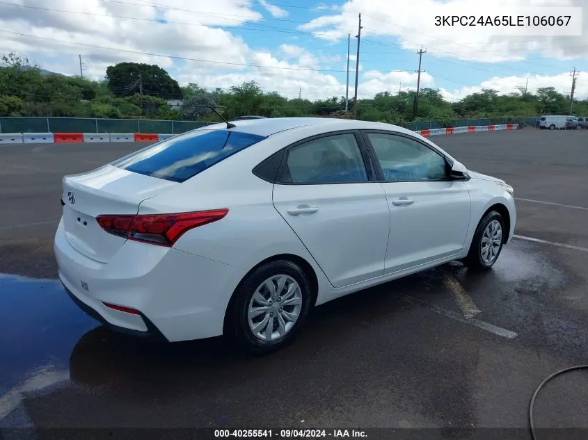 2020 Hyundai Accent Se VIN: 3KPC24A65LE106067 Lot: 40255541