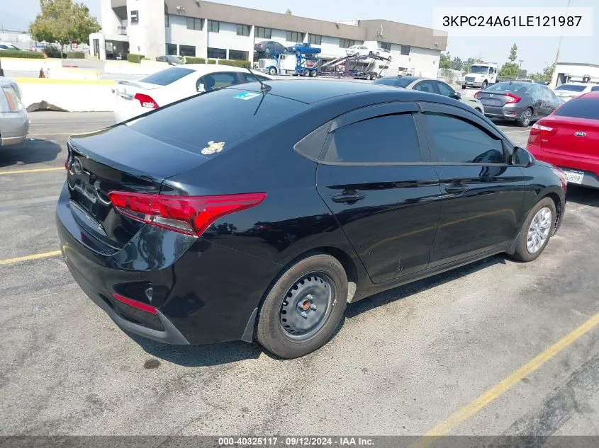 2020 Hyundai Accent Se VIN: 3KPC24A61LE121987 Lot: 40325117