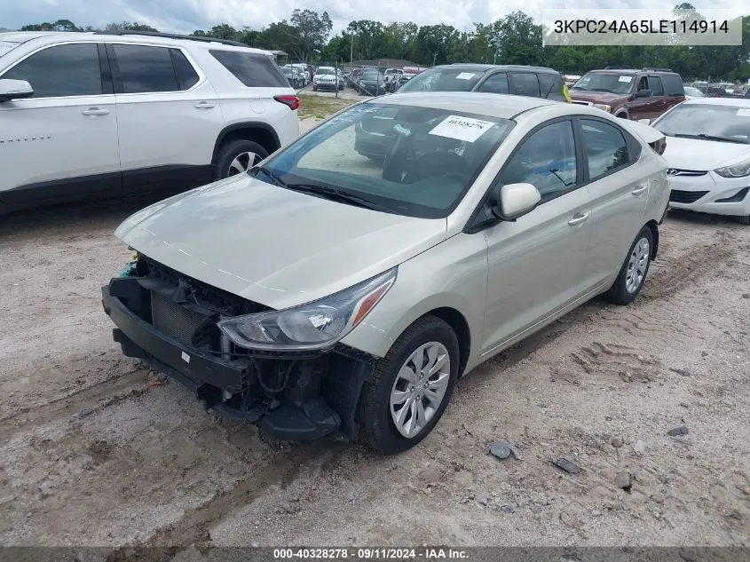 2020 Hyundai Accent Se VIN: 3KPC24A65LE114914 Lot: 40328278