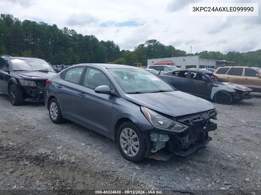 2020 Hyundai Accent Se VIN: 3KPC24A6XLE099990 Lot: 40334630