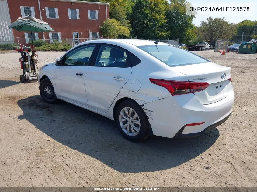 2020 Hyundai Accent Se VIN: 3KPC24A64LE125578 Lot: 40347130