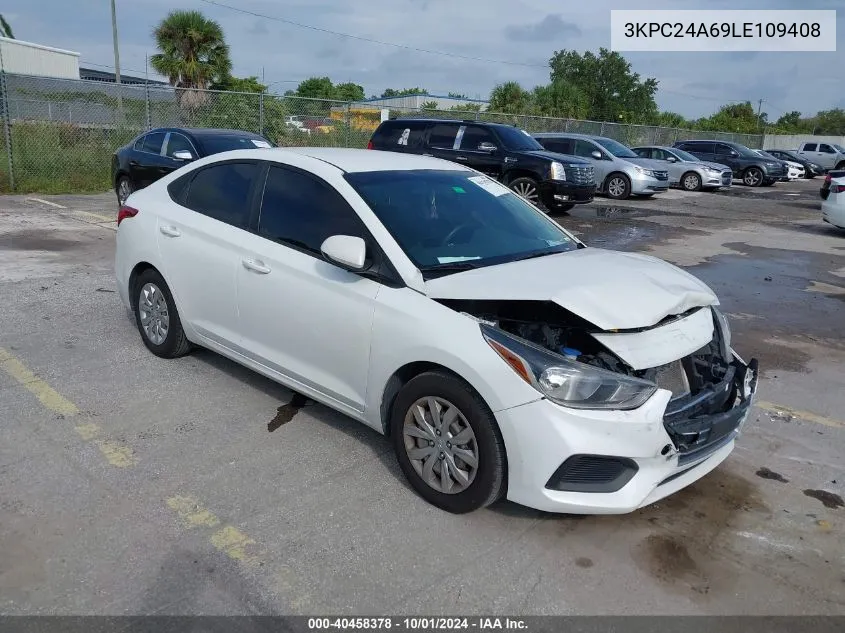 2020 Hyundai Accent Se/Sel VIN: 3KPC24A69LE109408 Lot: 40458378