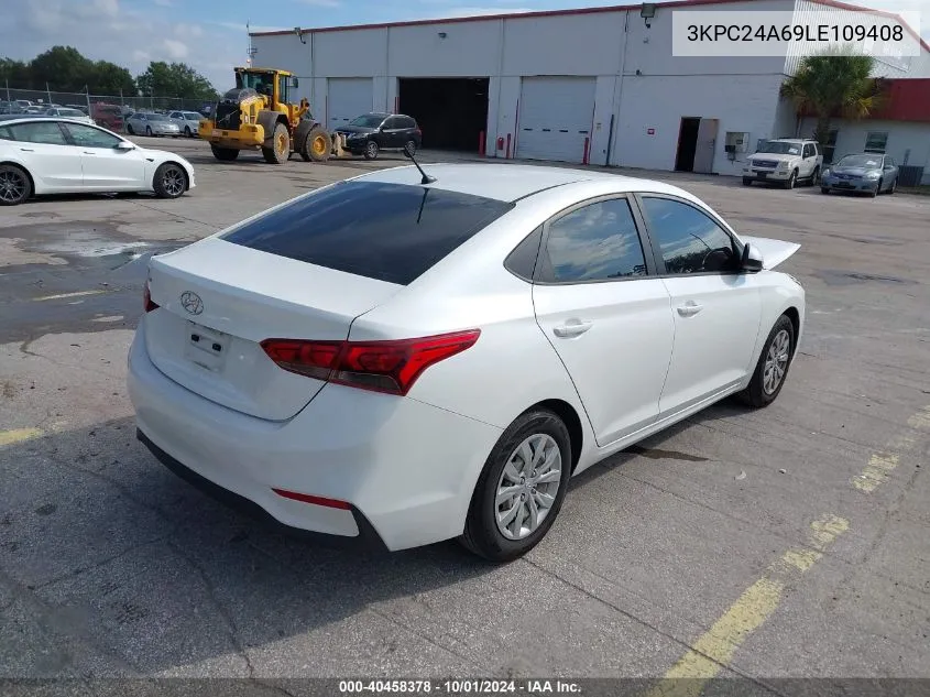 2020 Hyundai Accent Se/Sel VIN: 3KPC24A69LE109408 Lot: 40458378