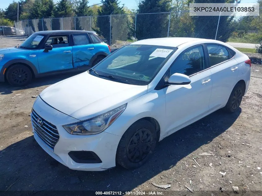 2020 Hyundai Accent Se/Sel VIN: 3KPC24A60LE103853 Lot: 40572112