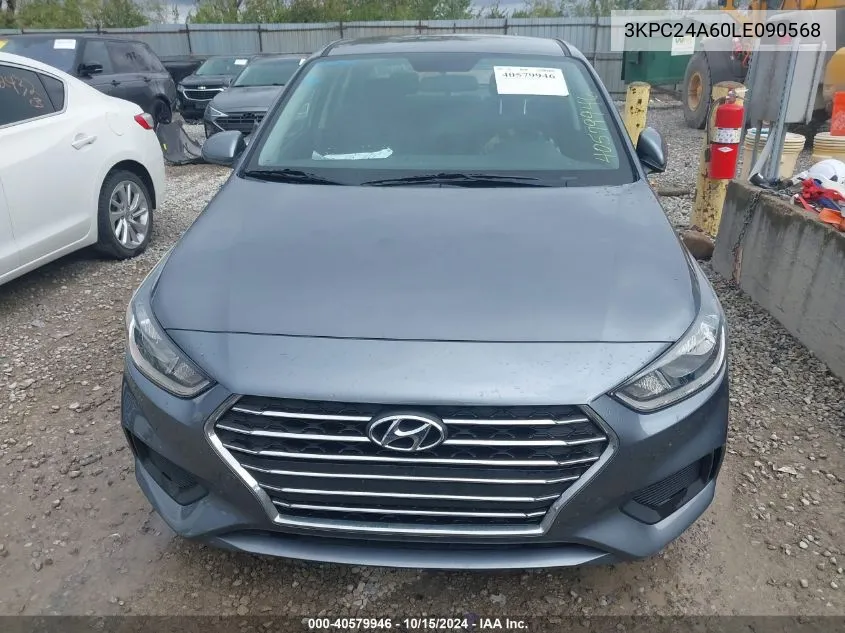 2020 Hyundai Accent Se VIN: 3KPC24A60LE090568 Lot: 40579946